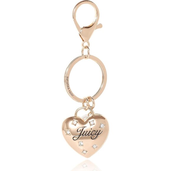 Gold Tone Crystal Keychain Heart Logo Girly Accessories for Women